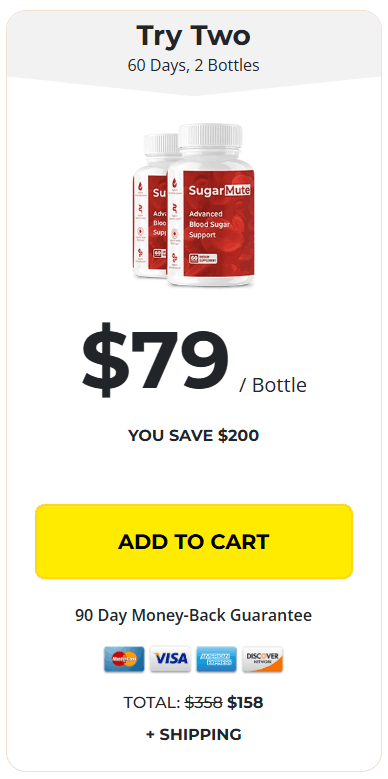 SugarMute Pricing package 2 Bottles with $79 per Bottle